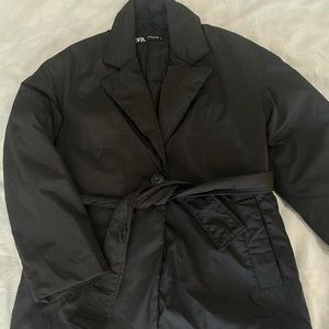 Zara belted puffer jacket